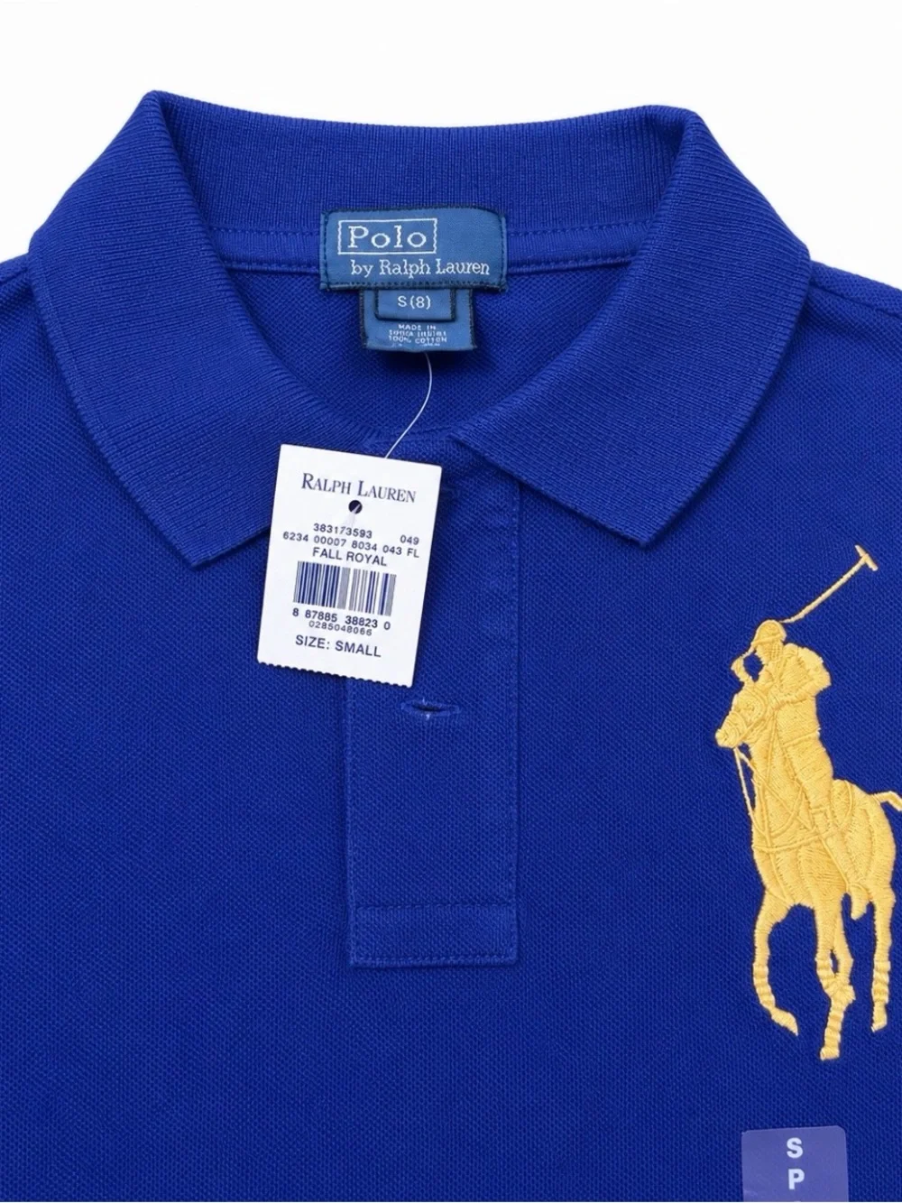NWT Polo Ralph Lauren Boys Royal Blue Big Pony Polo Shirt Sz S 8